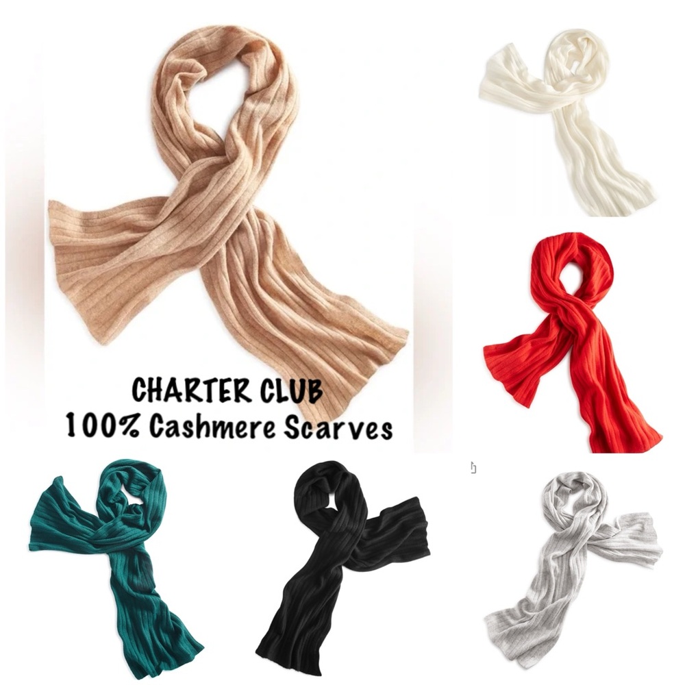 Charter Club Ribbed Cashmere Scarf Women's Multi Colors NWT PRICE FIRM